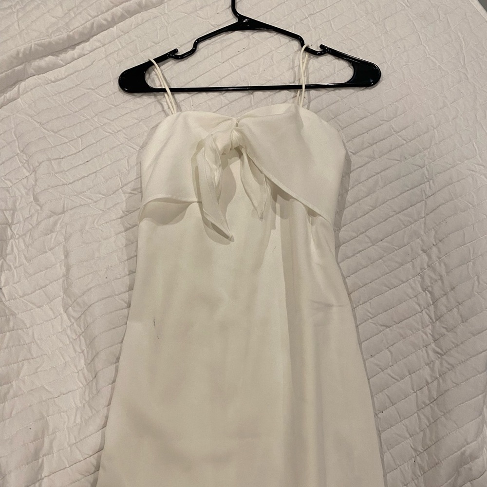 Mini White Dress with Bow Front XS